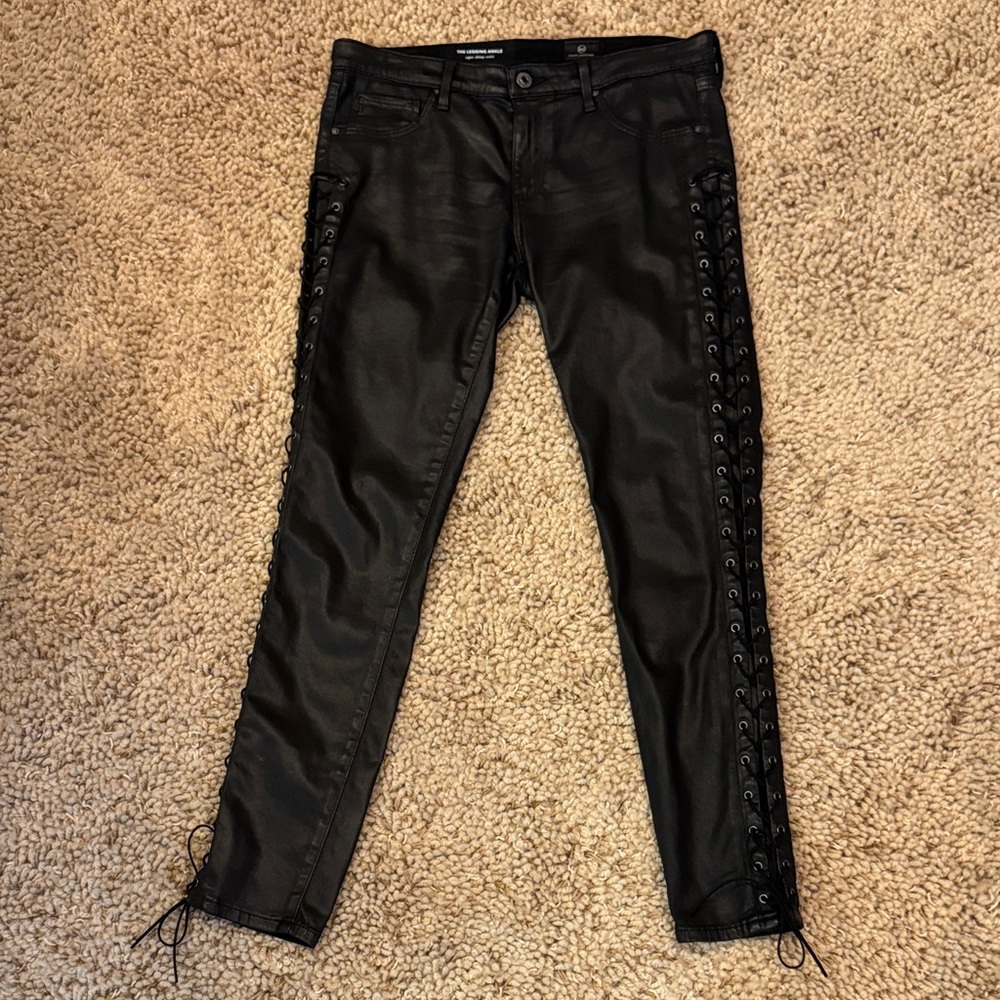 NWOT Adriano Goldschmied Legging Super Skinny Ankle Jeans Lace-Up Sides size 30 - Picture 3 of 16
